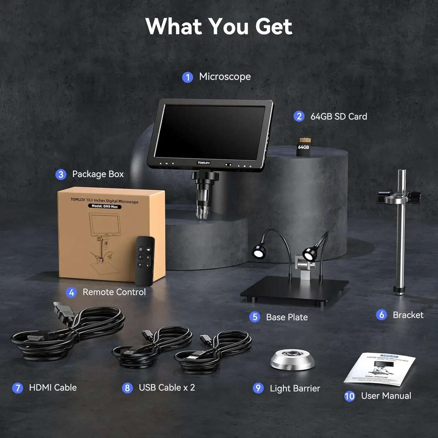HDMI Digital Microscope 1500X 10.1 Inch IPS LCD Coin Soldering Camera
