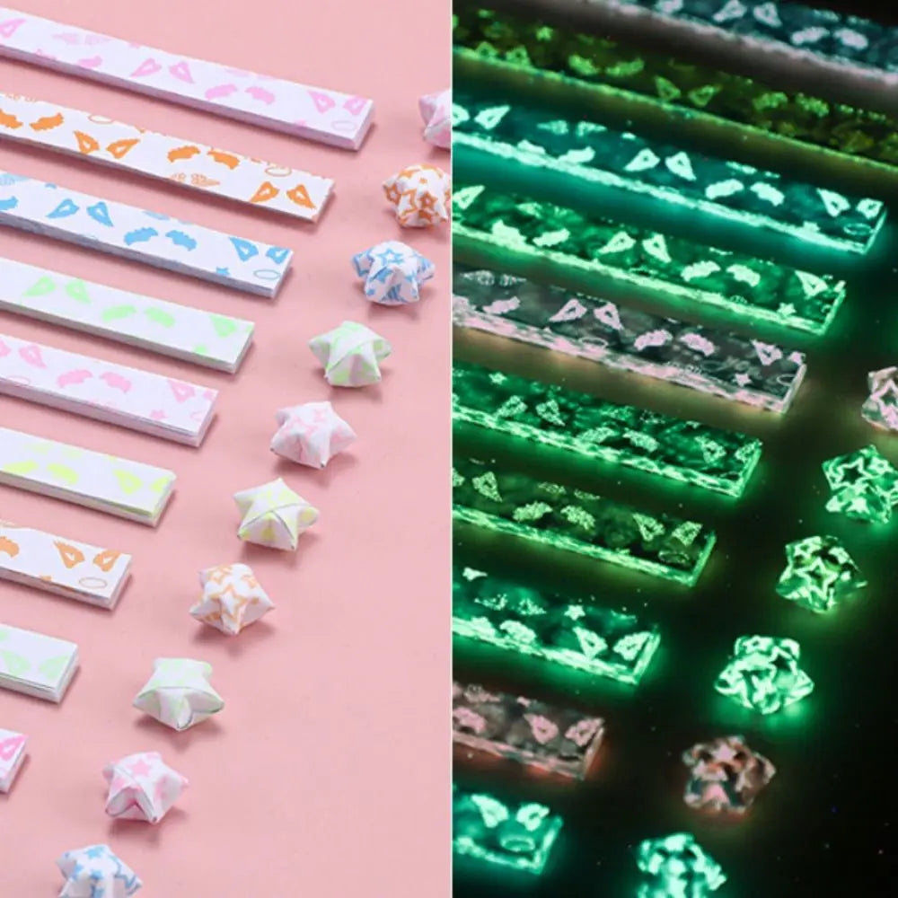 210 Sheets Luminous Origami Stars Paper | 10 Colors Glow in the Dark Lucky Star Strips for DIY Craft