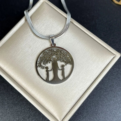 Tree of Life Pendant Necklace | Stainless Steel Family Tree Jewelry for Men and Women