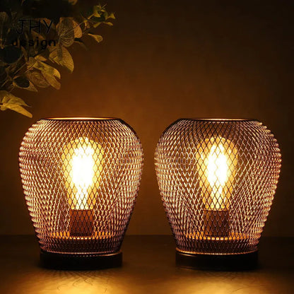 2 Pack Cordless LED Lantern Table Lamps Battery Powered Wireless Indoor Outdoor