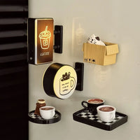 Imán de nevera Retro Coffee Corner Imán de nevera luminoso Imán magnético para el hogar en miniatura Tablero perforado de cafetería Decoración brillante