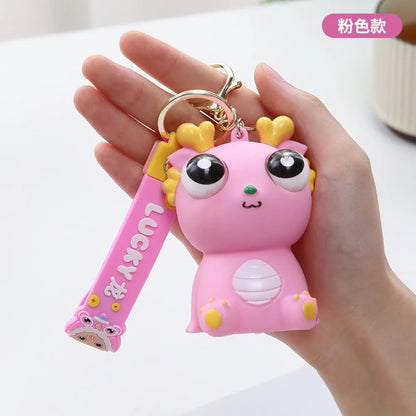Big Eyed Dragon Squishy Toy | Pop Eyes Fidget Keychain for Stress Relief