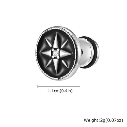 Vintage Men's Compass Stud Earrings | Stainless Steel Eight-Pointed Star Fashion Jewelry