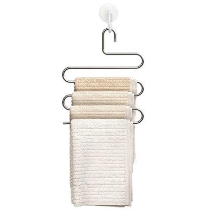 5-Layer Stainless Steel Pant Rack | Multifunctional Non-Slip Clothes Hanger