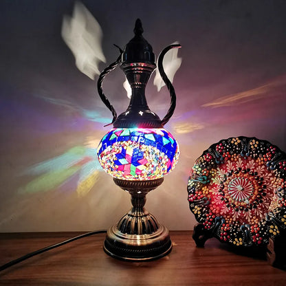 Turkish Mosaic Table Lamp Handcrafted Glass Vintage Mediterranean Romantic Bedside Light