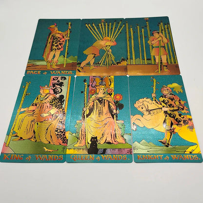 Nouvelles cartes de tarot dorées, magnifique jeu étanche, jeu de société mystère, oracle de divination coloré avec boîte cadeau