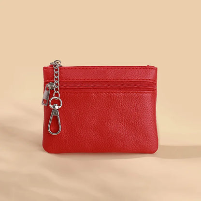 Mini Leather Card Wallet With Zipper | Compact Coin Purse for Women