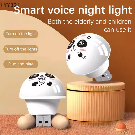 USB Panda Smart Voice Controlled Night Light | AI-Powered Bedside Lamp for Kids and Adults