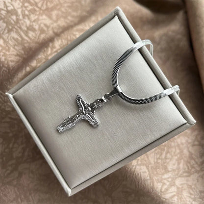 Stainless Steel Jesus Cross Necklace | Christian Pendant Jewelry for Men and Women