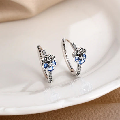 925 Silver Butterfly Heart Stud Earrings | Shining Zircon Jewelry Gift