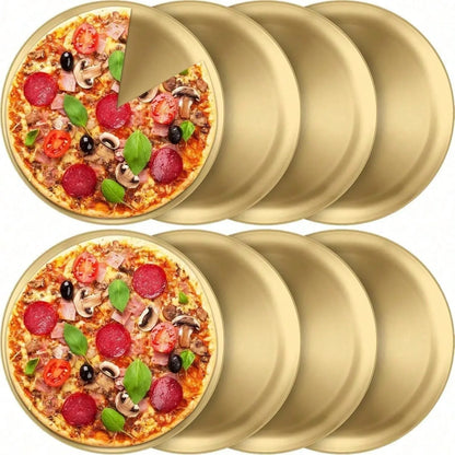8pcs Assiette Ronde Épaisse en Acier Inoxydable Doré de Corée 17CM Assiette de Barbecue Plateaux de Service en Acier Assiettes