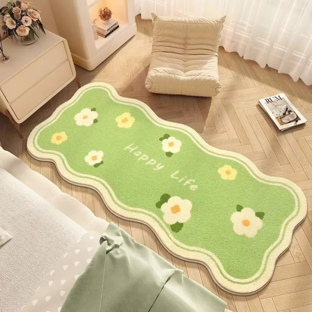VIKAMA Alfombra de suelo suave y cálida para mesita de noche, alfombra sencilla de alta gama para sofá de dormitorio, alfombra lavable e impermeable, alfombra adecuada para la decoración del hogar.