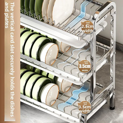 stainless steel Dish Dryer Rack,Compact Kitchen Dish Rack,Screeper Set,Large Rust Proof Dish Screeper With Utensils Holder