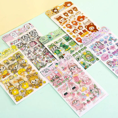 4-Piece Pink PET Sticker Pack | Kawaii Decorative Scrapbooking Set
