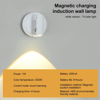 Magnetic USB Rechargeable LED Wall Light | Dimmable Touch Switch Reading Lamp