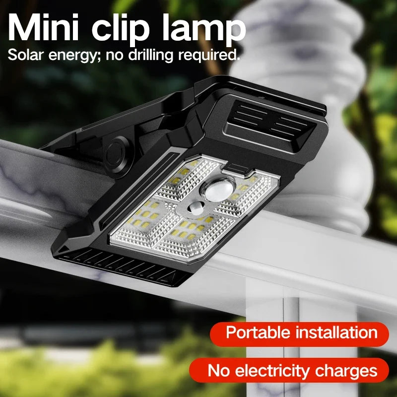 Solar Motion Sensor Garden Light | Outdoor Clip On LED Courtyard Lawn Lamp