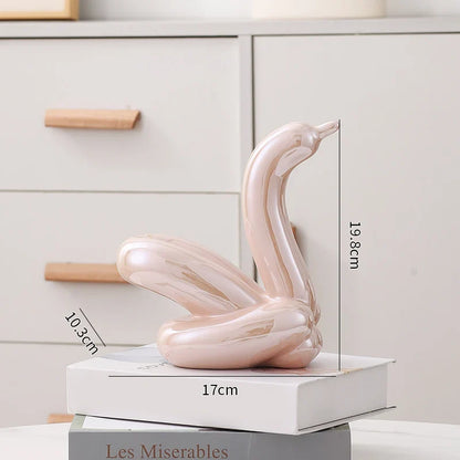 Nordic Ceramic Swan Sculpture Animal Decorative Figurine Home Decor Room Accessory Swans Decorative Item