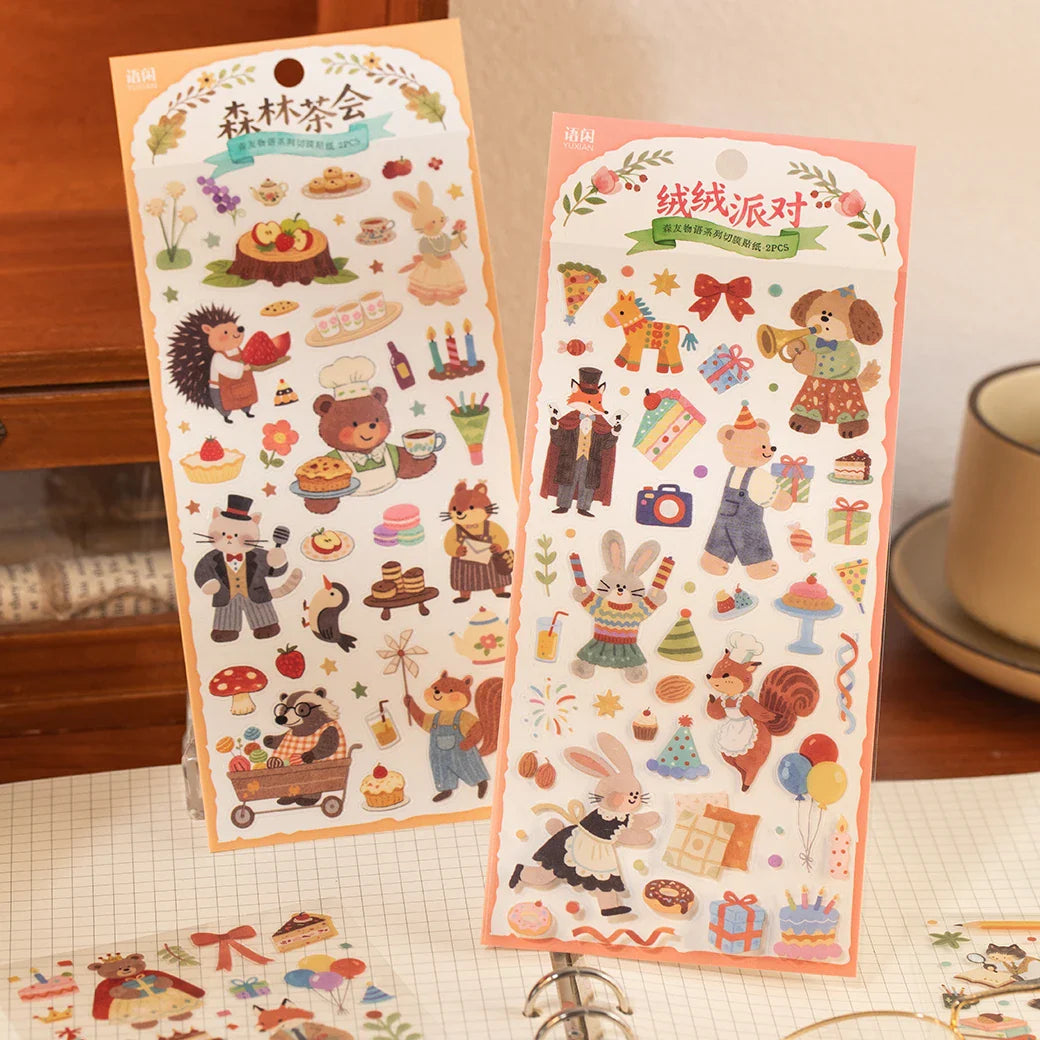 3Packs PET Cartoon Die-Cut Stickers | Fun Decorative Journal Sticker Set