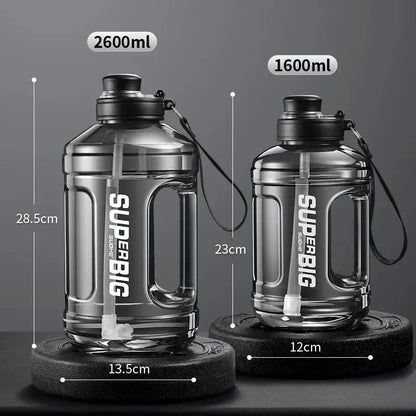 Large Capacity Sports Water Bottle with Straw | Leakproof Plastic Drinking Bottle for Outdoor Travel and Gym