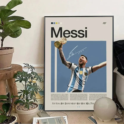 Clásico, Deportes - Rionel Messi - Fútbol, Arte de pared, Póster lienzo, Decoración para sala de estar y dormitorio, Arte de pared de estadio