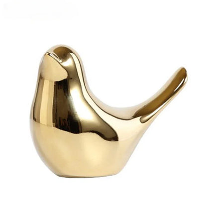 Figurines d'oiseaux en céramique dorée, modernes et luxueuses, accessoires de décoration intérieure, figurines d'oiseaux dorées décoratives, ornements de mariage