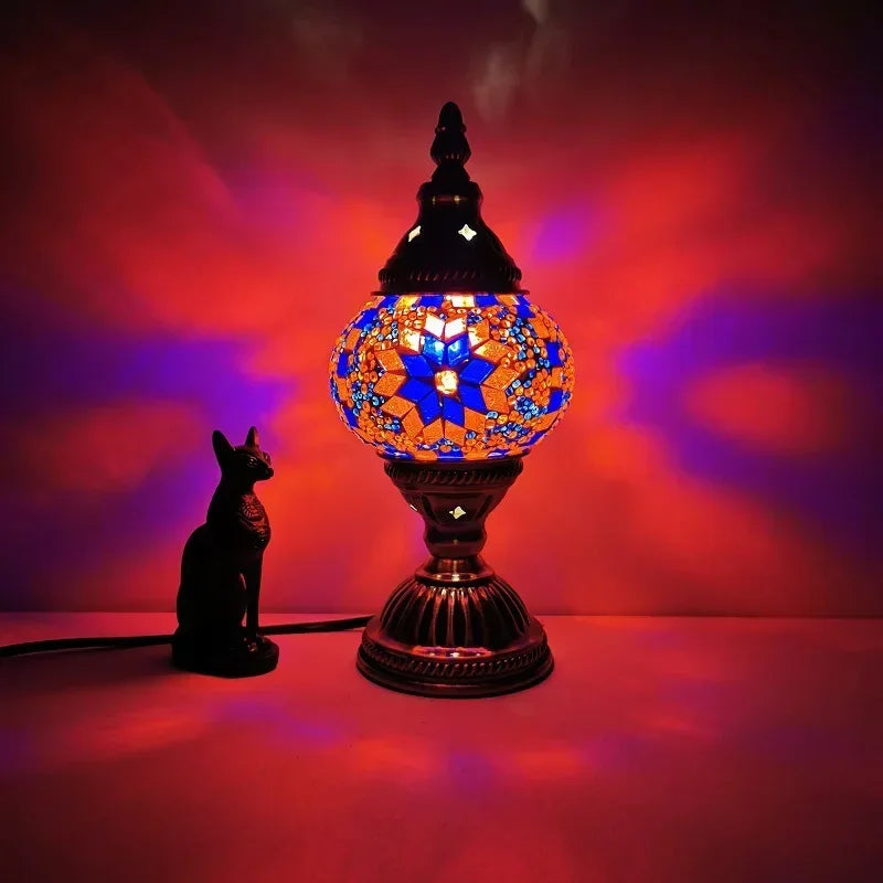 Turkish Stained Glass Table Lamp Mosaic Retro Bedside Cafe Decor Light