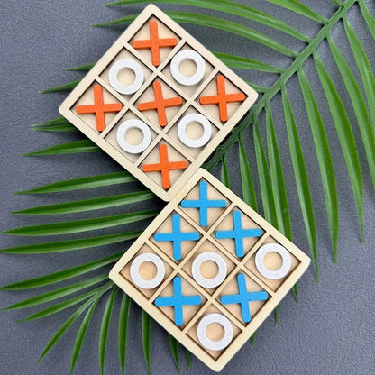 Juego de puzle de tic-tac-toe de madera para dos jugadores, juego de mesa interactivo de lógica y estrategia, regalo de cumpleaños para fiestas familiares para niños y niñas
