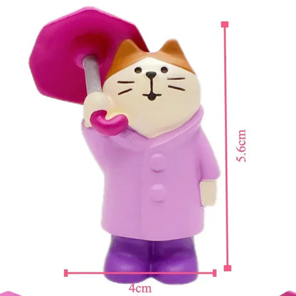 Artisanat de décoration en résine de chat, petite grenouille scène de pluie pour la décoration de bureau, ornements artisanaux, collection de jouets, cadeaux en gros Nouveauté 2024