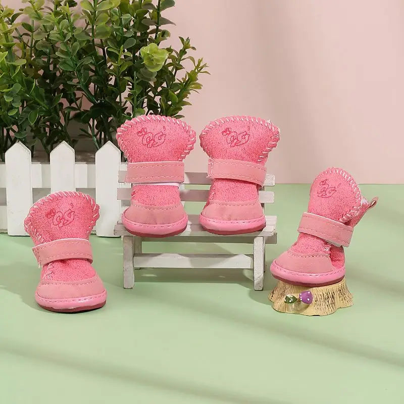 Pet Snow Boots for Small Dogs | Warm Cotton Boots with Non-Slip Rubber Soles