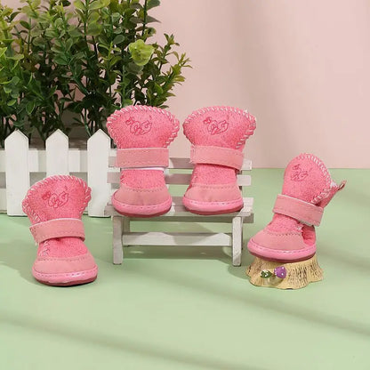 Pet Snow Boots for Small Dogs | Warm Cotton Boots with Non-Slip Rubber Soles