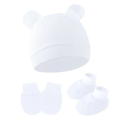 Cotton Newborn Hat Set | 3-Piece Baby Beanie Gloves and Socks for 0-6 Months