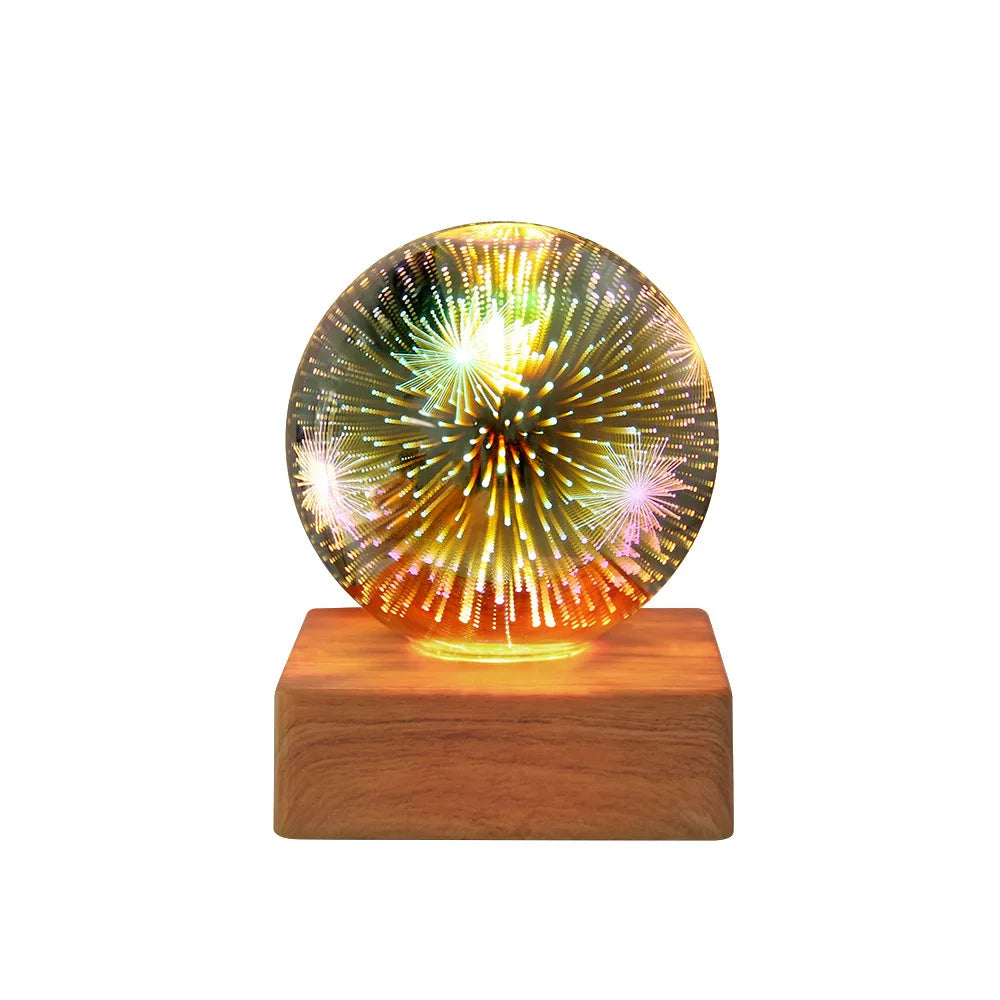 3D Firework LED Night Light | Starry Sky Glass Ball Table Lamp for Home Decor
