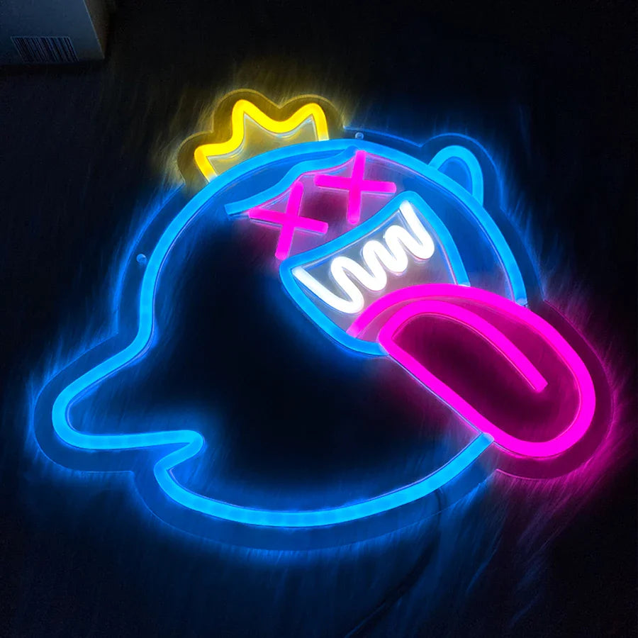 Enseigne néon LED fantôme, lumière décorative murale rétro arcade, alimentée par USB, utilisée pour la décoration de bars, clubs, salles de jeux, fêtes de famille