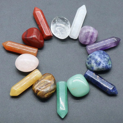 Set de 14 piedras naturales, 7 chakras, piedra curativa Reiki, cuarzo, mineral, ornamento, gema curativa, decoración del hogar, piedras artesanales, regalos