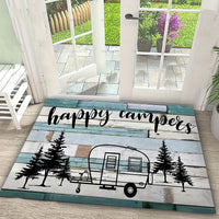 Tapis de sol imprimé pour camping-car Happy Campers Tapis de porte pour cuisine, chambre, salon, entrée, antidérapant