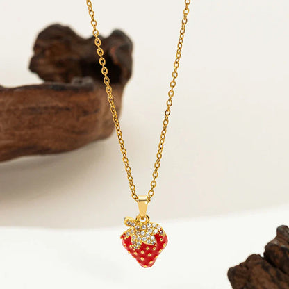 ANENJERY 316L Stainless Steel Fruit Pendant Necklace | Simple Fashion Jewelry for Women