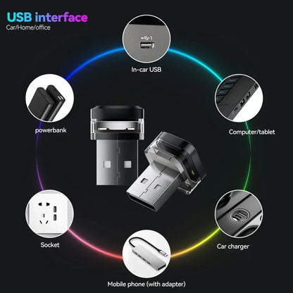 USB Car Ambient Atmosphere Light | Interior LED Lamp with 4 Colors