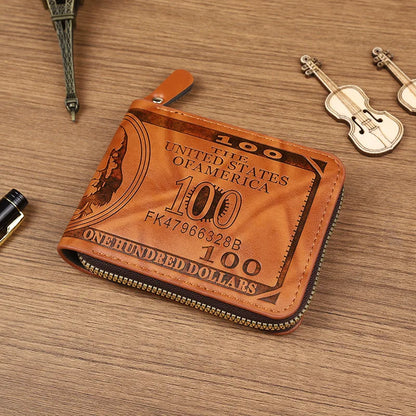 CEXIKA Men's Leather Wallet | Zipper Clutch with Card Holder