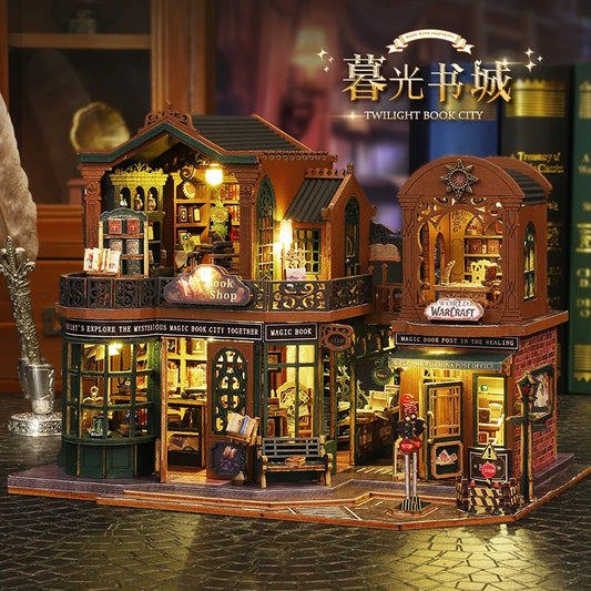 New DIY TWILIGHT BOOK CITY Miniature Kit - Handmade 3D Book Nook Model, Creative Christmas & Black Friday Gift Idea