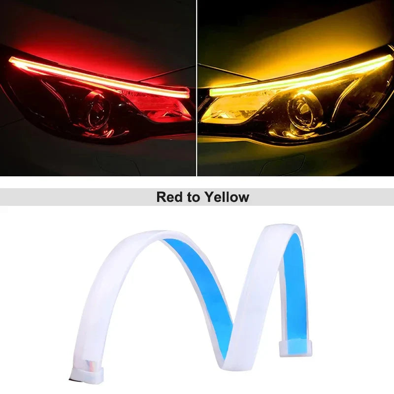 LED DRL Car Daytime Running Light Flexible Waterproof Strip | Auto Headlights White Turn Signal Brake Flow Lights 12V