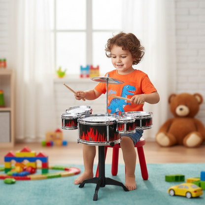 Kids Jazz Drum Set 5 Drum Kit with Cymbal Beginner Musical Toy