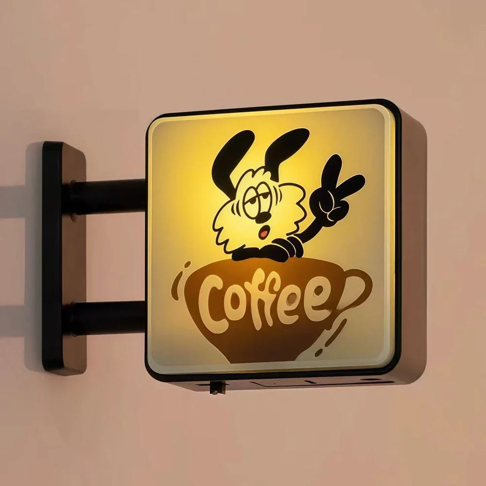 Imán de nevera Retro Coffee Corner Imán de nevera luminoso Imán magnético para el hogar en miniatura Tablero perforado de cafetería Decoración brillante