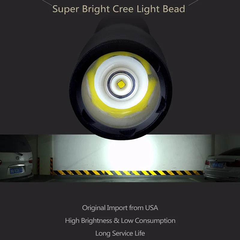 Linterna LED impermeable de aleación de aluminio con mango estilo murciélago – Luz superbrillante