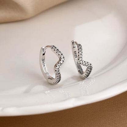 925 Silver Butterfly Heart Stud Earrings | Shining Zircon Jewelry Gift