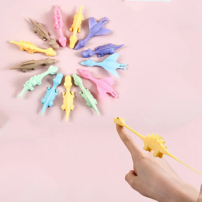 Sticky Squishy Rubber Flying Dinosaur Stress Relief Toys | 10-Pack Party Favors