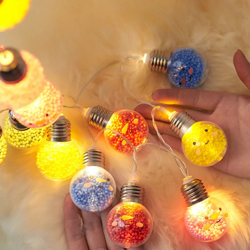1PC Guirlande Lumineuse Boule Ampoule Noël 1.5M10LED, Arbre de Noël Souriant, Lampe Décorative, Fée Lumineuse pour Chambre, Fête d'Anniversaire