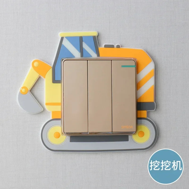 Luminous Silicone Switch Cover | Kawaii Cartoon Animal 3D Sticker for Kids Room