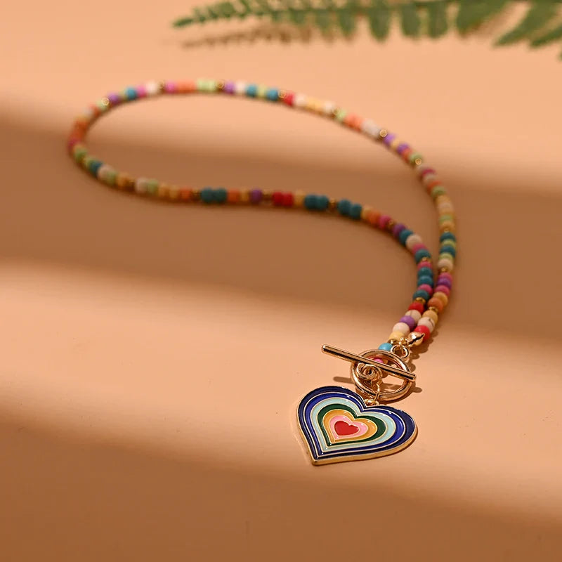 Colorful Stone Choker Necklace | Round Evil Charm Pendant for Women