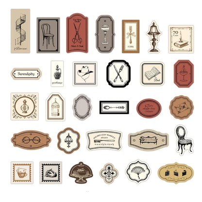 Vintage Label Stickers for DIY Crafts | 40-Piece Retro Collection