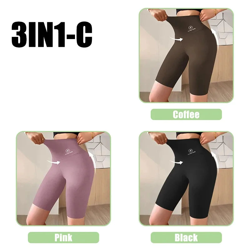 Pantalones Cortos Deportivos de Mujer M-XL Nuevos de Ciclismo Jogging Fitness Cintura Alta Push Up Pantalones Cortos de Gimnasio Mallas Ropa de Yoga